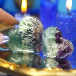 Feather Rainbow Fluorite Heart