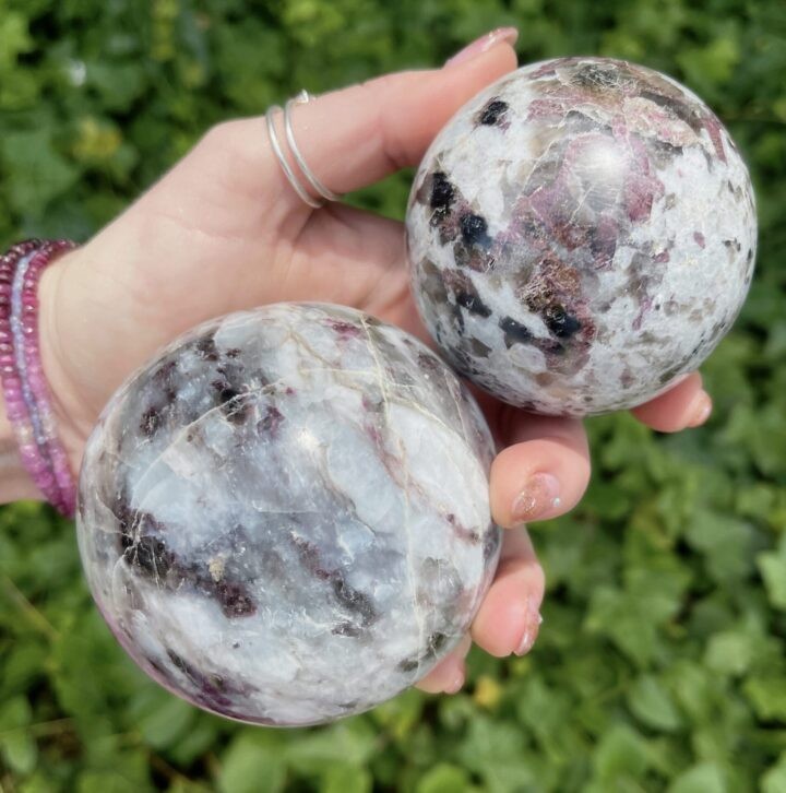 Heart Healing Aquamarine with Rubellite Sphere