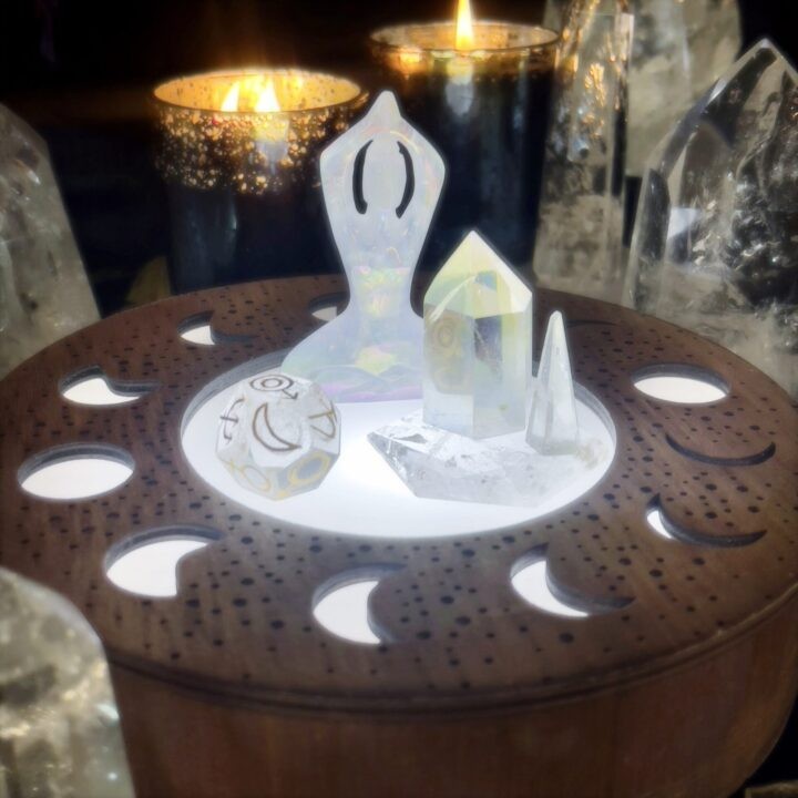 Moon Phase LED Lighted Crystal Stand