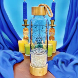 Zodiac with Metatrons Cube Crystal Charging Water Bottle