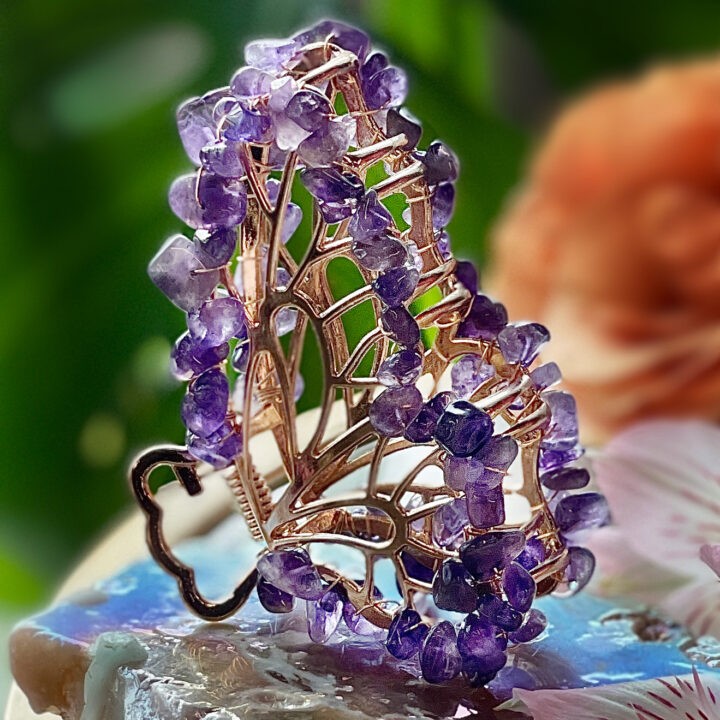 Amethyst Butterfly Hair Clip