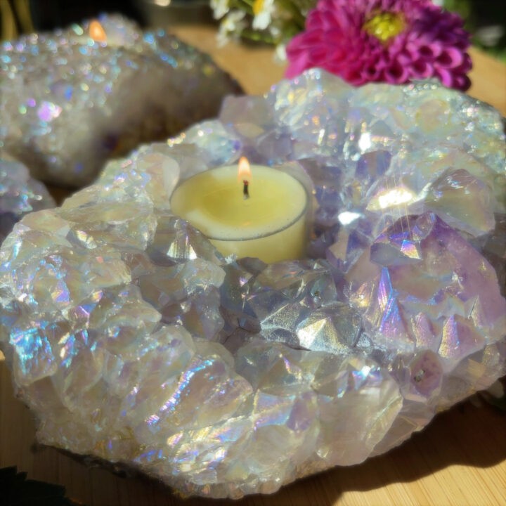 Angel Aura Amethyst Tea Light Holder