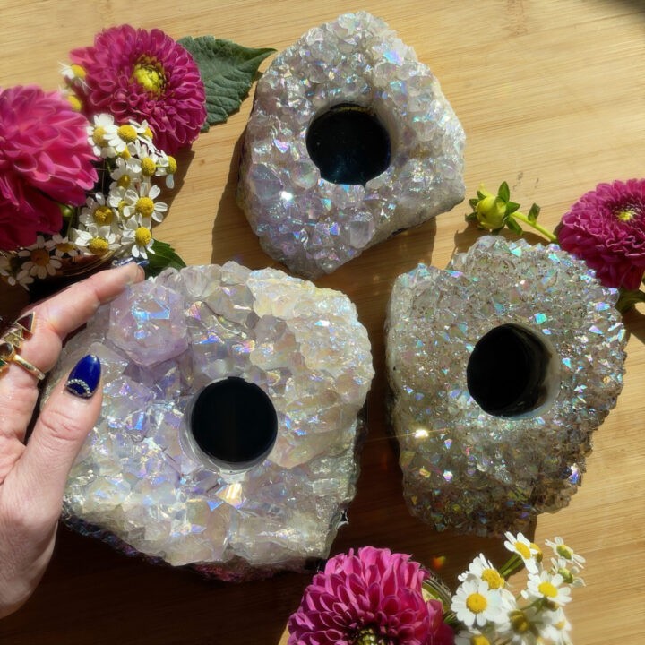 Angel Aura Amethyst Tea Light Holder