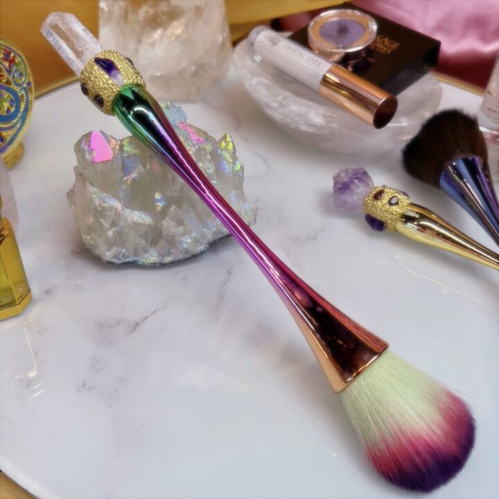 Clear Quartz, Amethyst, and Pyrite Makeup Brush Set