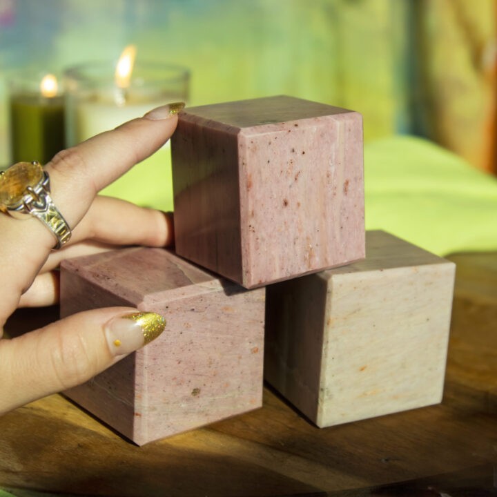 Grounded in Love Pink Petrified Wood Cube