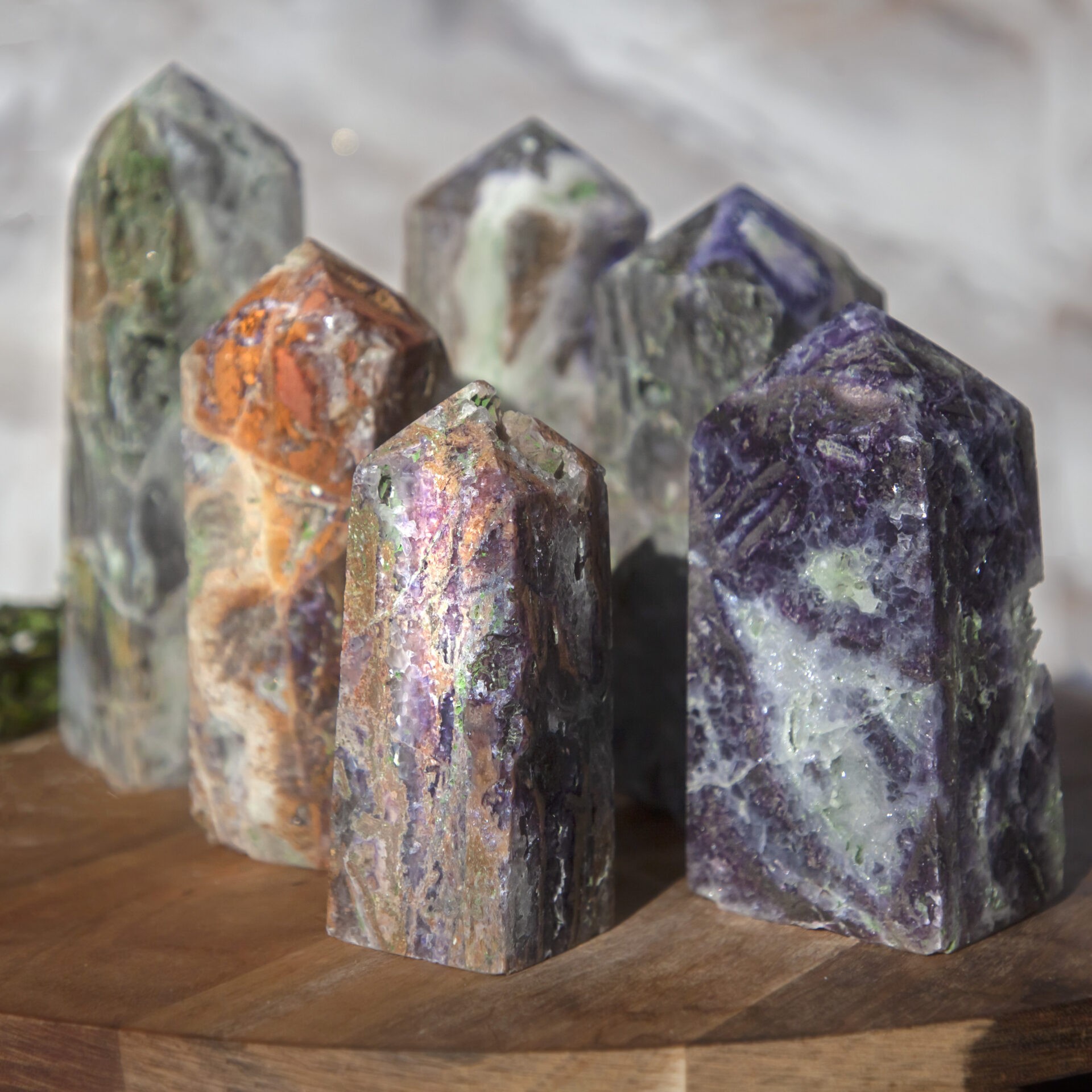 Natural Rainbow Fluorite Obelisk - Quartz Crystal Wand Point (80-85mm, ~35g)