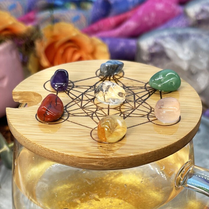 Metatrons Cube Mug with Crystal Grid Lid and Spoon