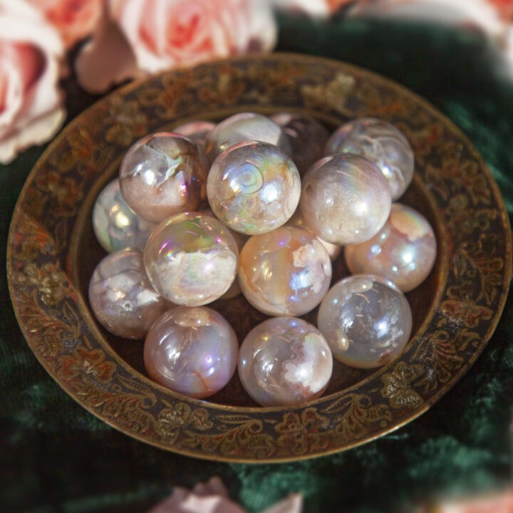 Angel Aura Flower Agate Mini Sphere