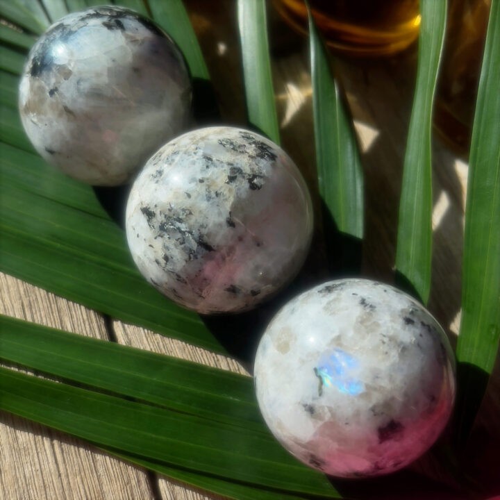 Moonstone with Black Tourmaline Sphere