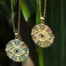 Multi-Colored Zircon Evil Eye Pendant