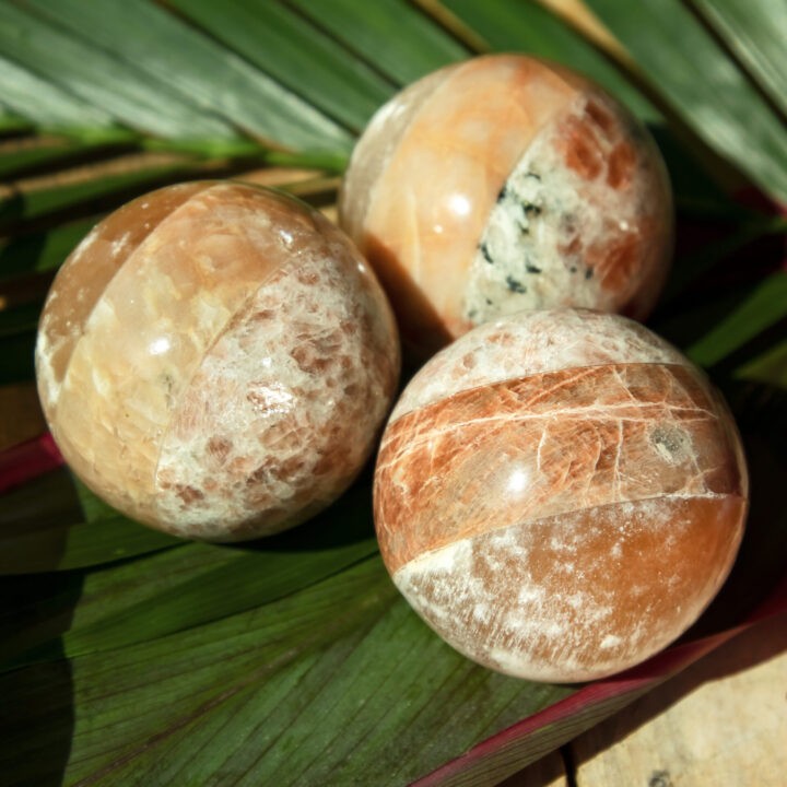 Peach Moonstone, Sunstone, and Orange Selenite Sacral Chakra Sphere