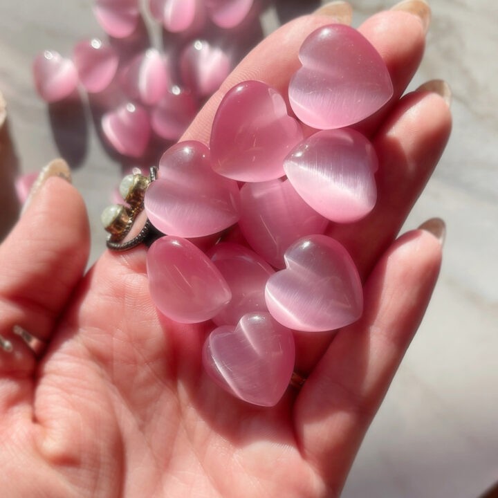 Pink Cat's Eye Heart Chakra Heart