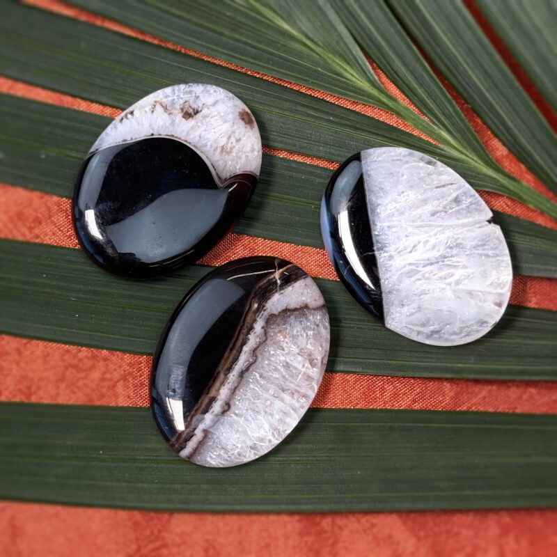 Sage Goddess Strength and Stability Black Agate Palm Stone