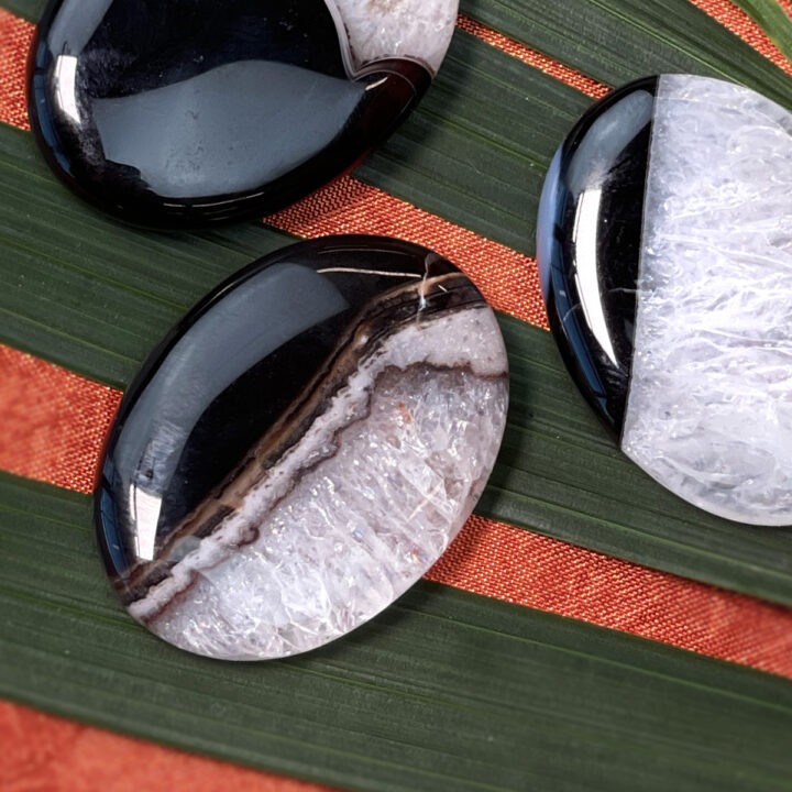 Strength and Stability Black Agate Palm Stone