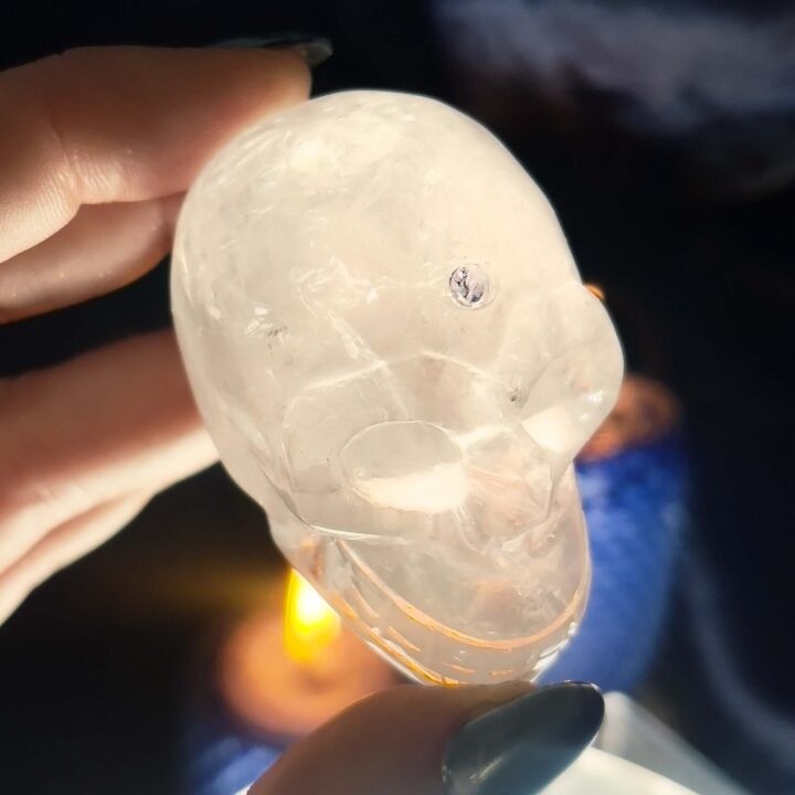 Cloudy Quartz Skull with Tanzanite Third Eye