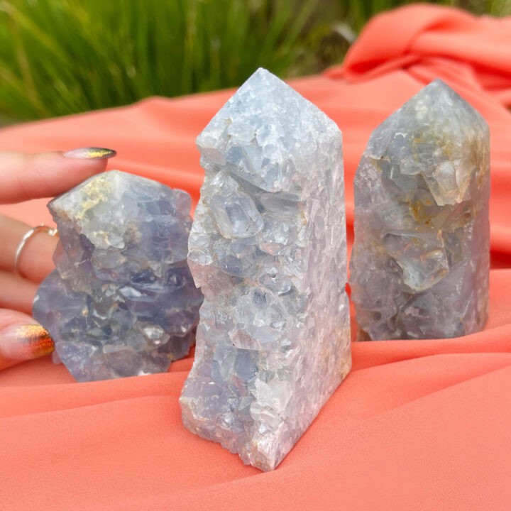 Natural Sided Druzy Celestite Obelisk