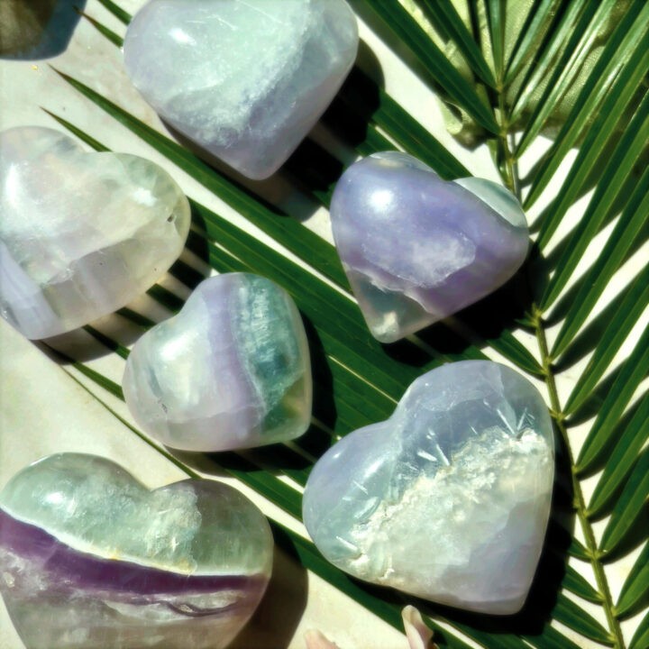 Purple and Green Velvet Fluorite Heart