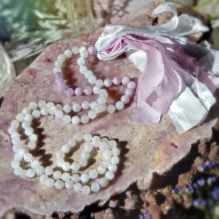 Rainbow Moonstone and Kunzite Soul Star Chakra Mala