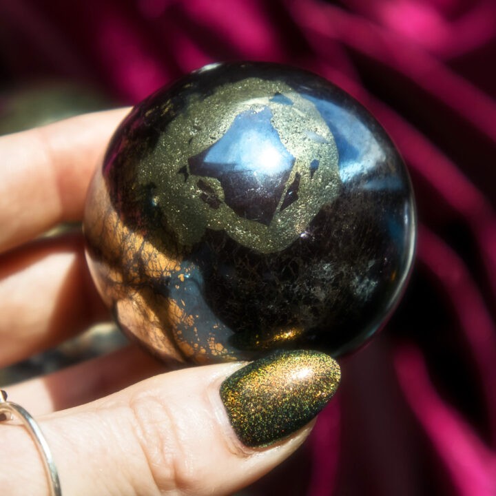 Third Eye Opening Covellite and Chalcopyrite Sphere