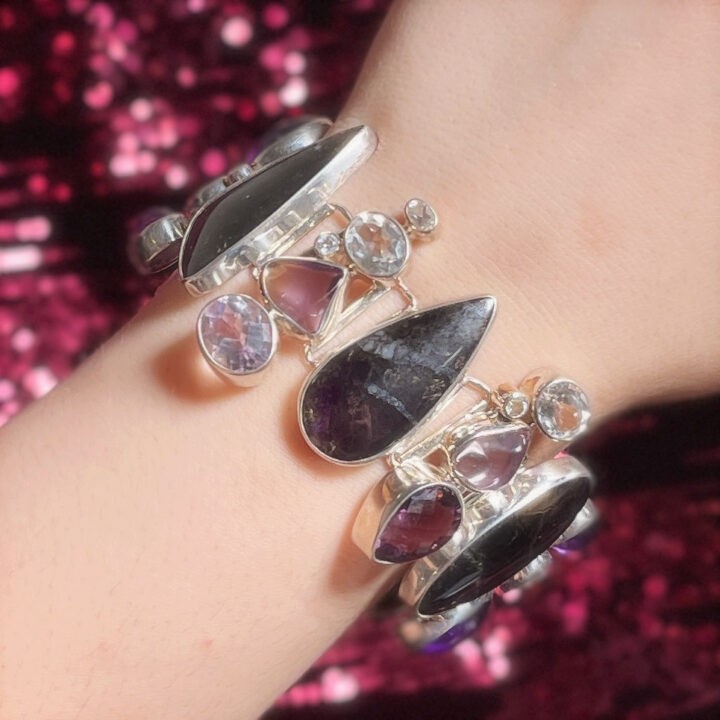 Amethyst, Ametrine, Purpurite and White Topaz Bracelet