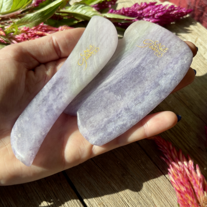 Purple Velvet Fluorite Gua Sha Set