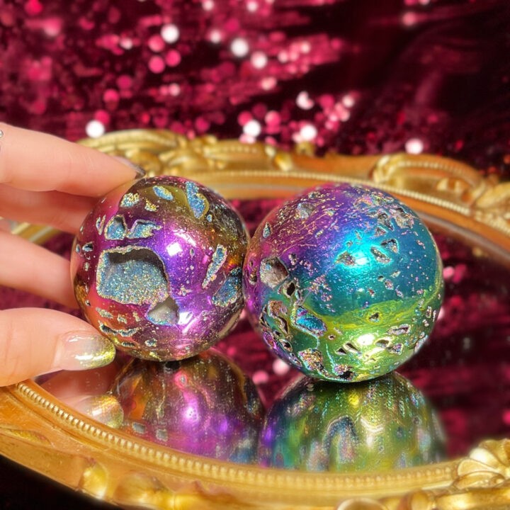 Titanium Aura Agate Sphalerite Sphere