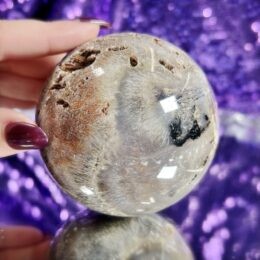 Plume Sagenite Agate Sphere