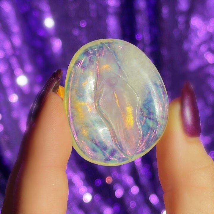 Golden Opalite Yoni Palm Stone