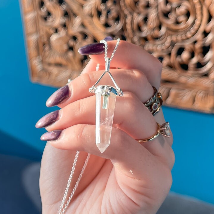 Magnified Wisdom Clear Quartz and Tourmaline Necklace