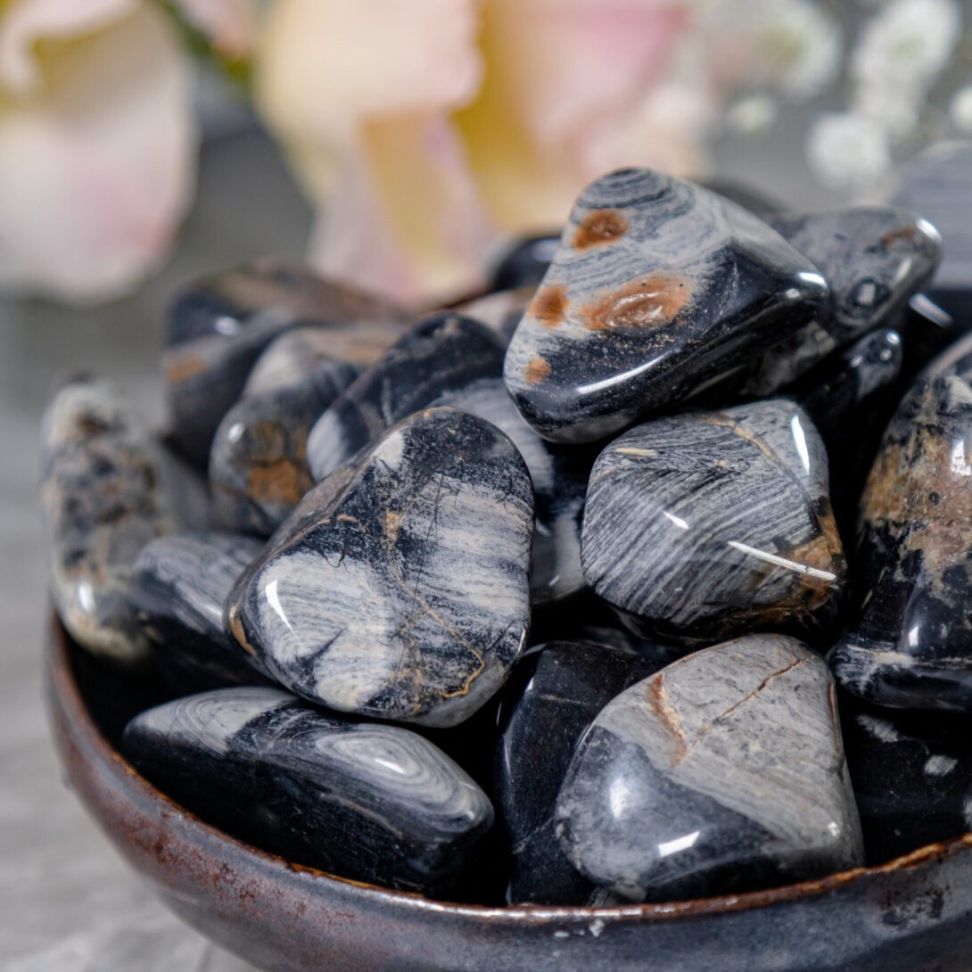 Tumbled Silver Leaf Jasper for balance & protection - Sage Goddess