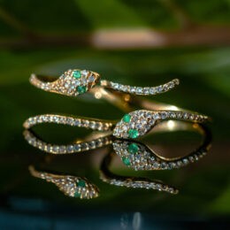White Topaz and Emerald Snake Empowerment Ring