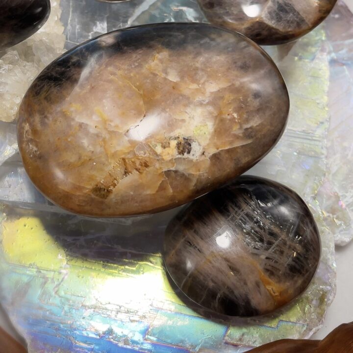 Black Moonstone Intention Setting Palm Stone