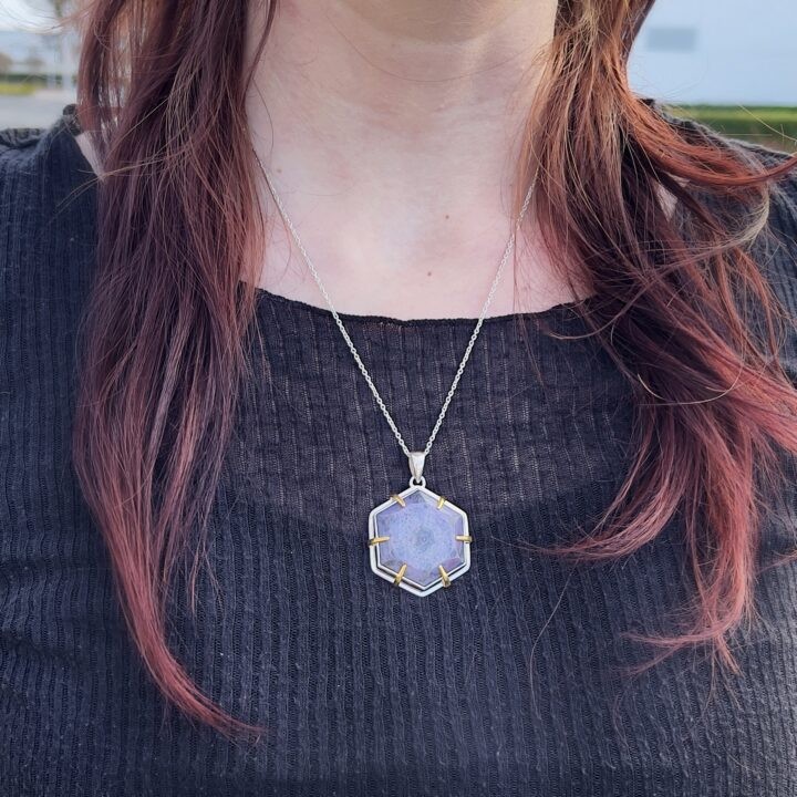 Channel Wisdom Sapphire Hexagon Pendant