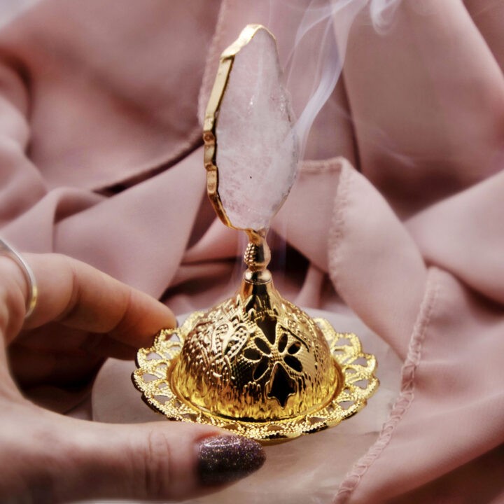 Clear Quartz Topped Incense Cone Burner