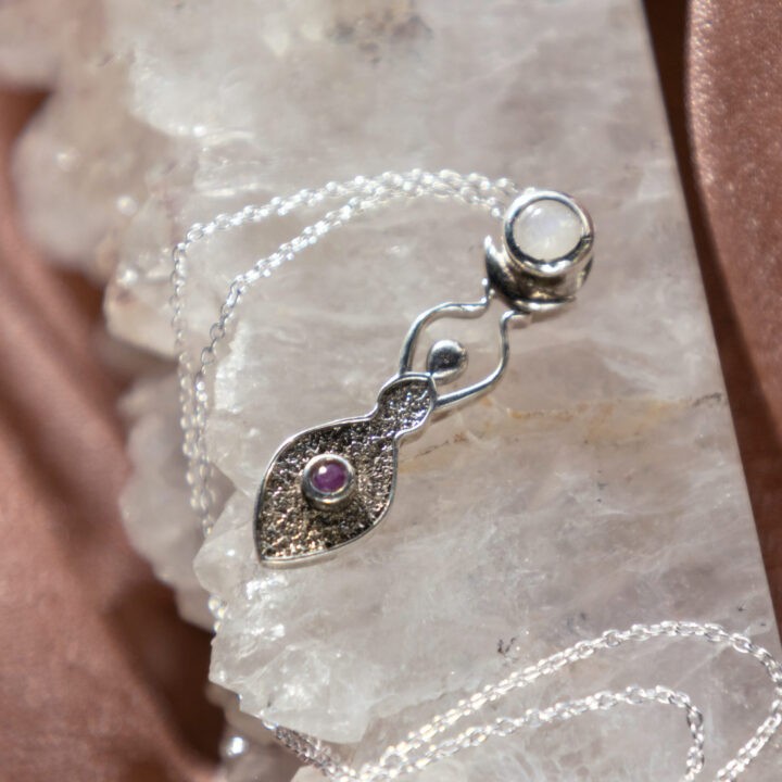 Moonstone & Ruby Goddess Pendant