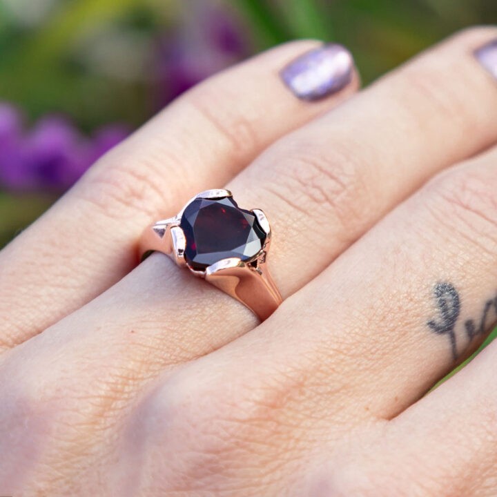 Grounded in Love Garnet Heart Ring