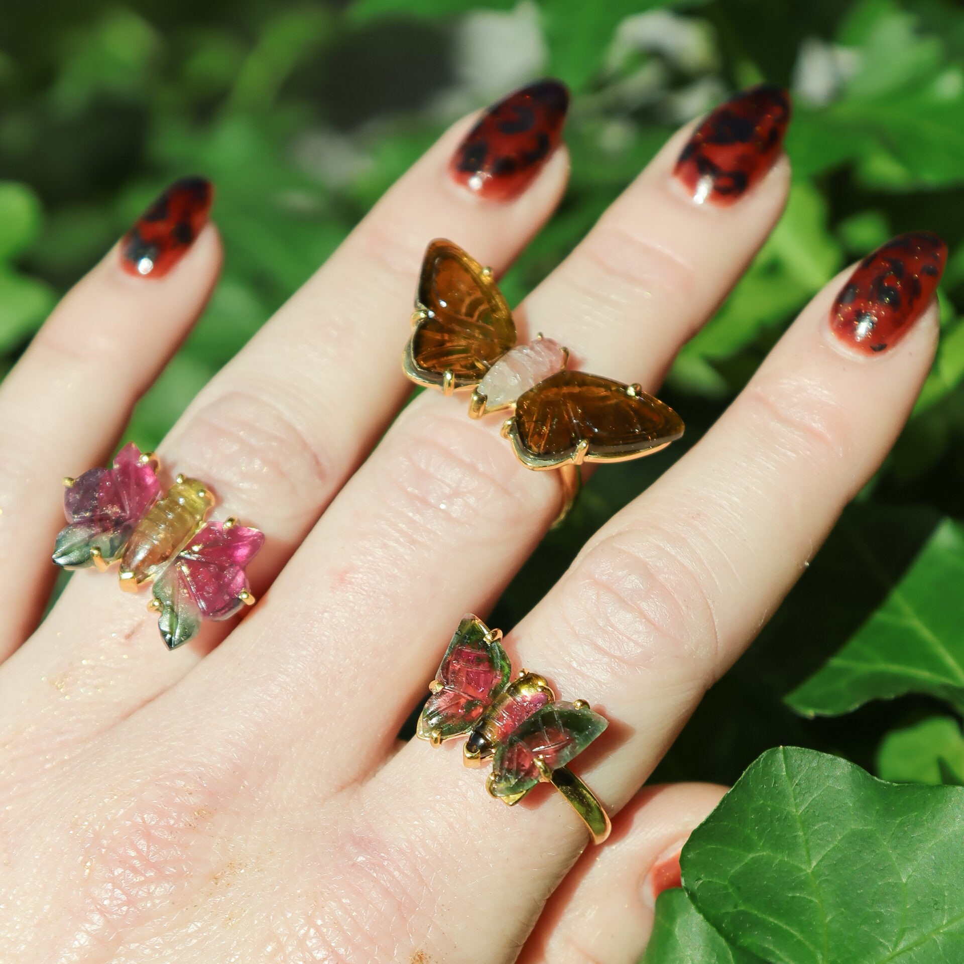 Tourmaline butterfly ring cheap