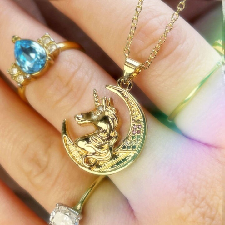 Over the Moon Unicorn Zircon Necklace