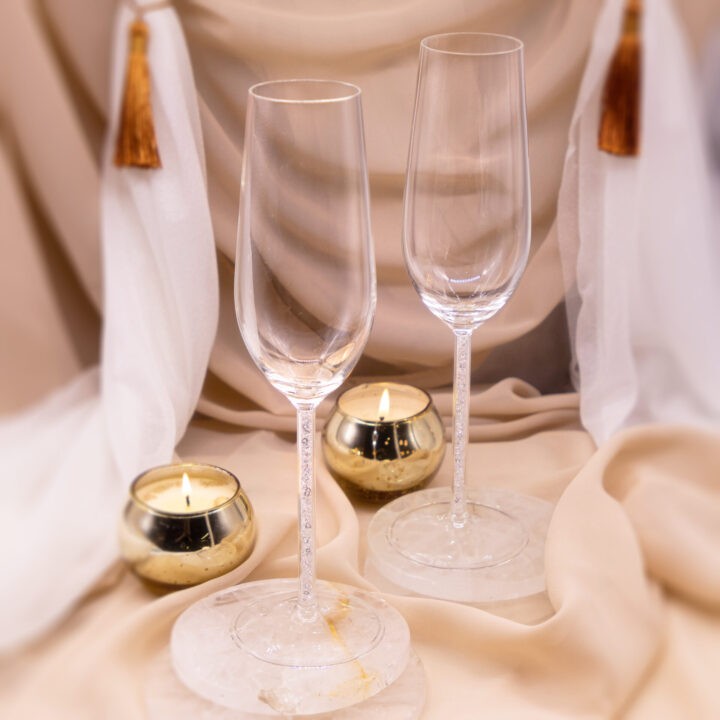 Quartz Infused Champagne Flute Pair