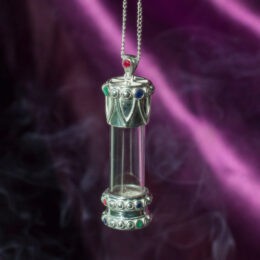 Ruby, Sapphire, and Emerald Sterling Silver Perfume Bottle Necklace