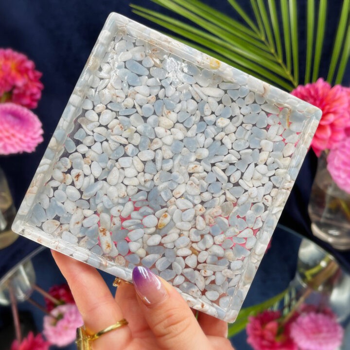 Angelite Meditation Garden Tray with Sand & Rake