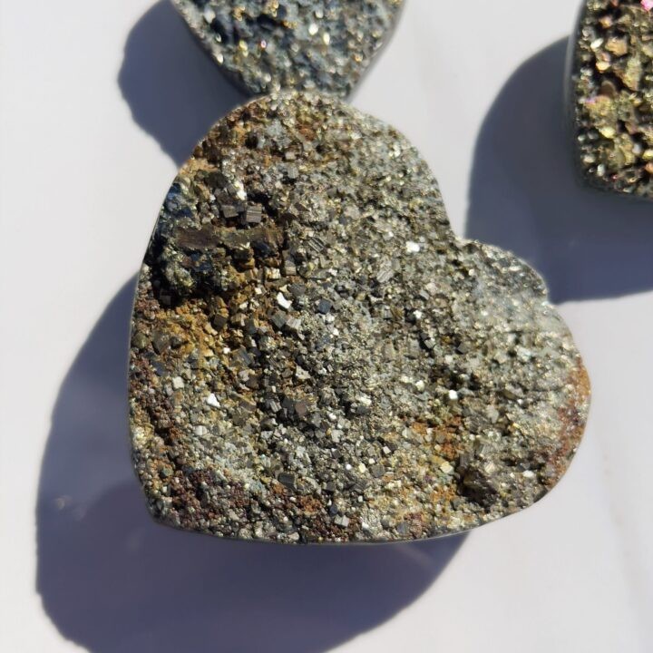 Shine Your Light Rainbow Pyrite Druzy Heart