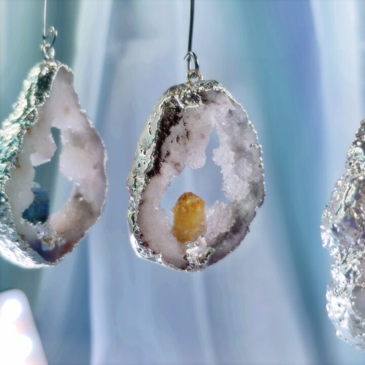 White Druzy Agate Yule Tree Ornament