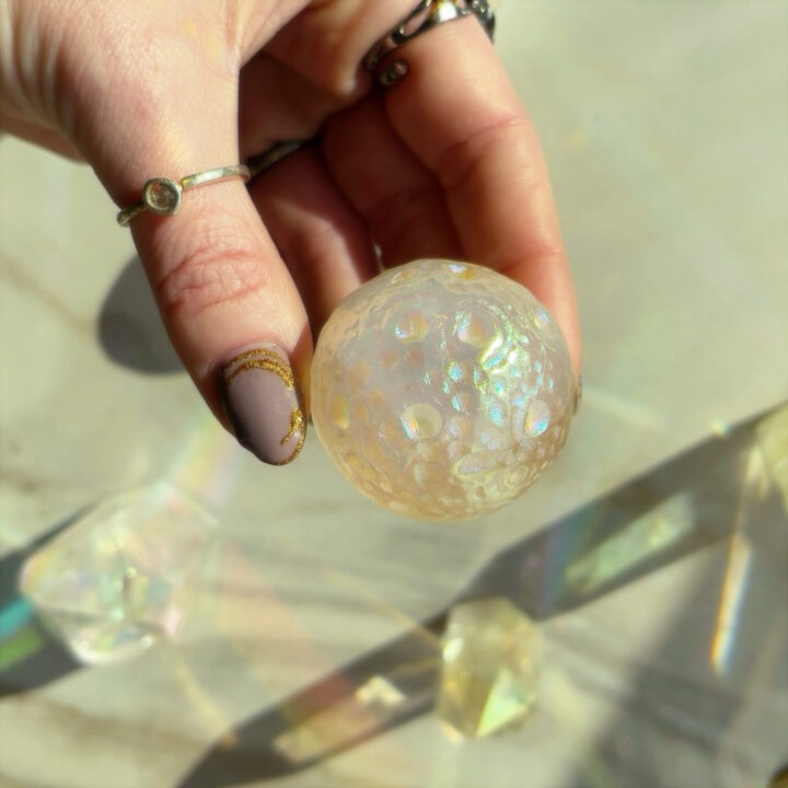 Angel Aura Quartz Full Moon Sphere