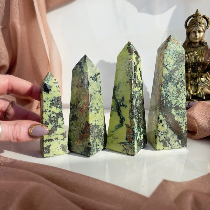 Awaken Your Power Serpentine and Pyrite Obelisk