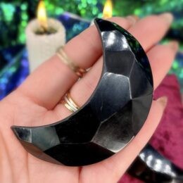 Black Obsidian Faceted Crescent Moon