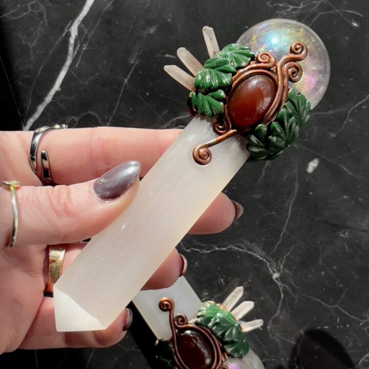 Selenite & Angel Aura Quartz Wand