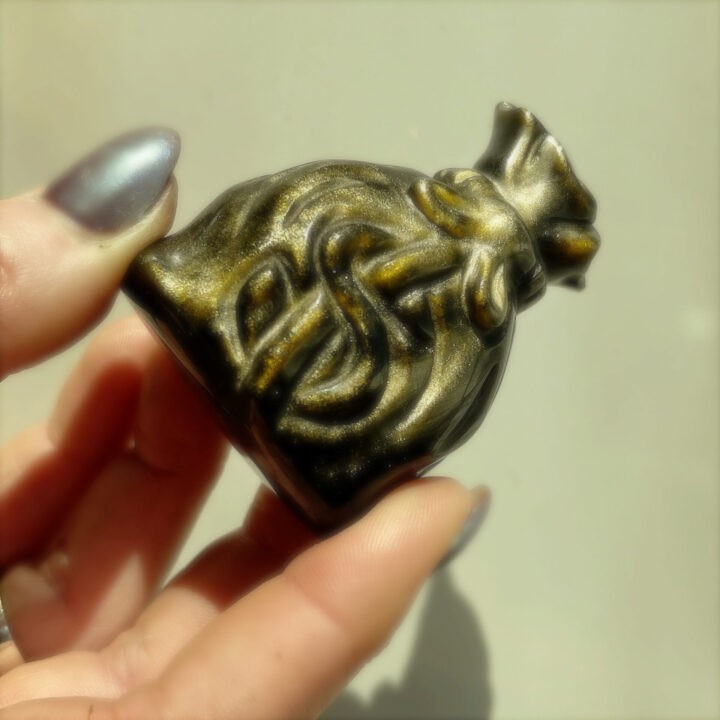 Golden Sheen Obsidian Money Bag