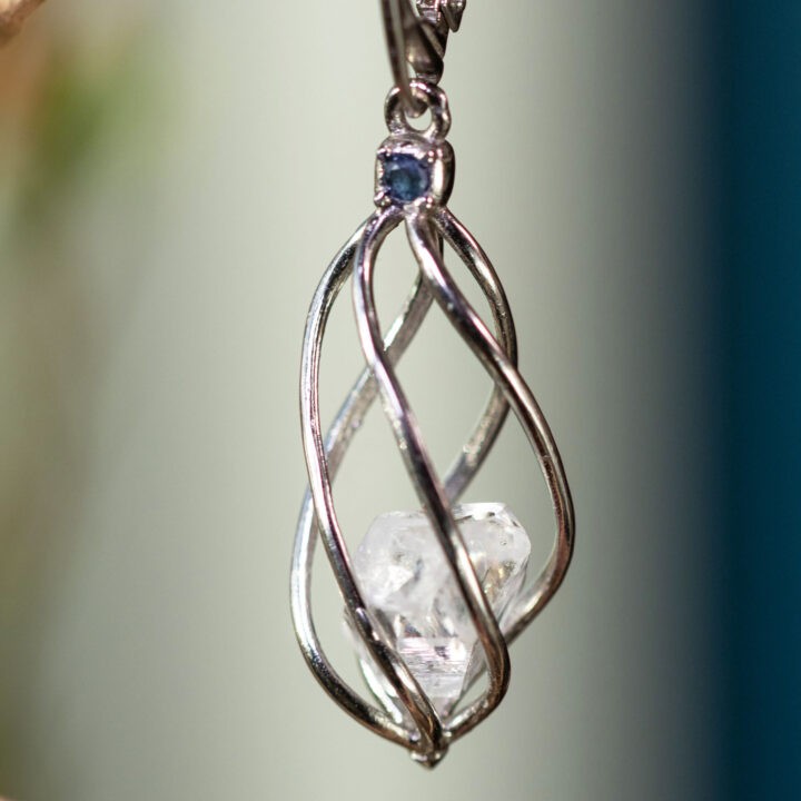 Universal Wisdom Herkimer Diamond and Sapphire Earrings