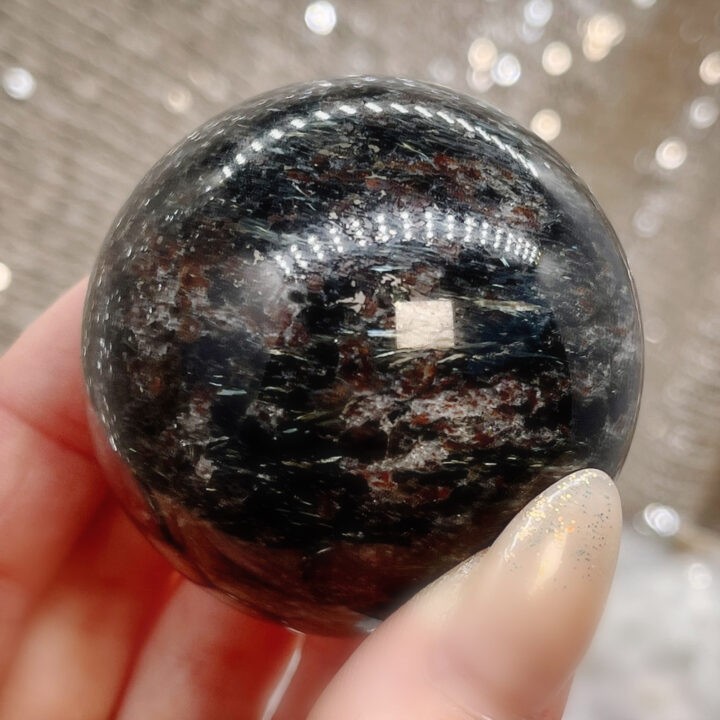 Arfvedsonite with Garnet Sphere